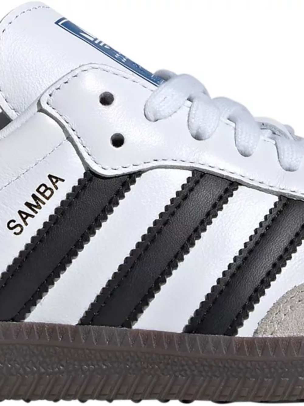 adidas Samba Leather Sneaker — White/Black with Gum Sole